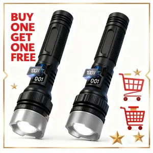 Dual Function Power Bank Flashlight, Military-Grade Durable, High Lumen Zoomable, Digital Power Display, Perfect for Outdoors, Rechargeable Powerful Flashlights