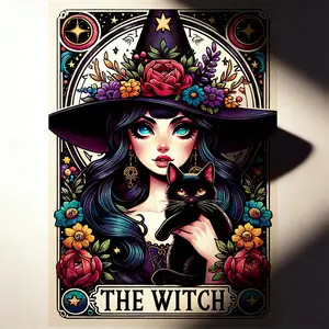 5D Diamond Painting Kit: Witch Tarot, Mysterious Black Cat, Landscape Art—Rhinestone Embroidery, Gothic Style Home Decor, Wall Art, DIY Art Gift Perfect for Beginners