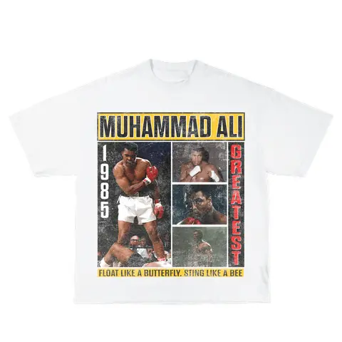 Float Like a Butterfly, Sting Like a Bee Inspired Vintage Graphic T-shirt Heavy Cotton Tee Basketball 90 s Styled Shirt Hiphop Vibes Y2K Aesthetic Throwback Classic Big Face Celebrity Tee