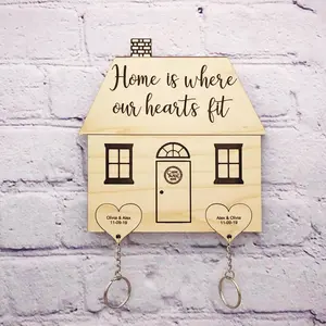 Personalized Key holder, couple gift, custom wedding gift, housewarming gift, his hers keys, entryway sign, new home, wedding gift, key ring