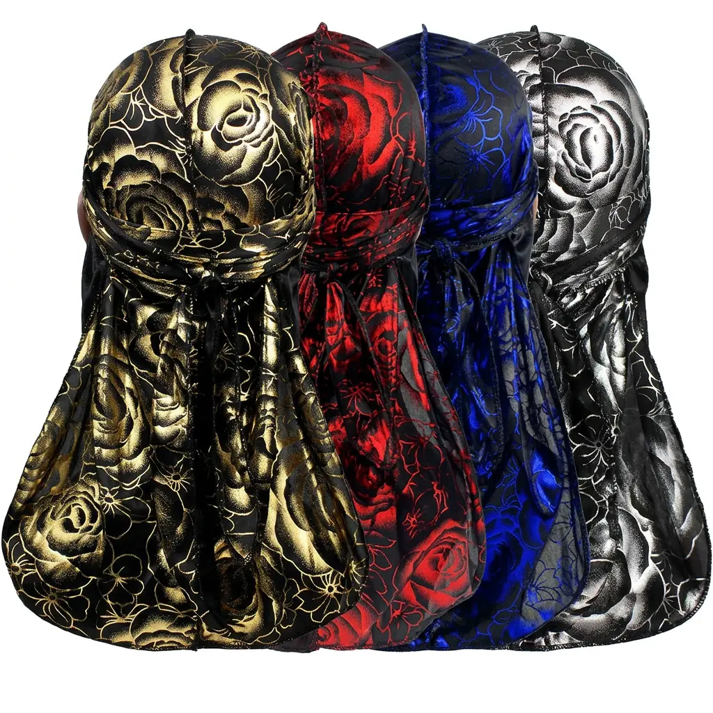 Rose Pattern Long Tail Head Wrap, Cooling Breathable Quick Dry Sweat Resistant Satin Hair Cover, Ideal for Construction Work, Gym Training, Motorcycle Riding, Basketball, Fishing, Hiking, Camping and Daily Wear ￼ ￼ ￼ ￼ ￼ ￼ ￼ ￼ ￼ ￼ ￼ ￼ ￼ ￼ ， ￼ ？ ￼ ？ ￼