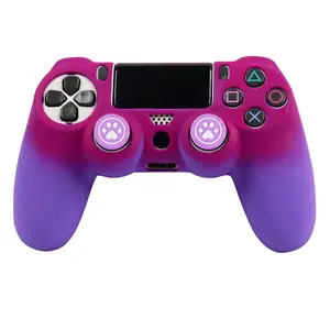 RALAN Gradient Color Silicone Game Controller Protective Case with 2 Analog Thumbstick Grips, Non-slip Soft Skin Case for Playstation 4 Controller