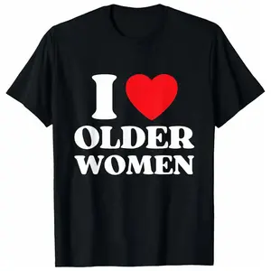 100% Cotton I Heart Older Women Red Heart I Love Older Women Funny T-Shirt