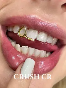 CRUSH CR 1pc Teardrop Tooth Cap Grillz – 14/18K Gold Plated Copper, Stackable Hip-Hop Jewelry Teeth Cover Girls for Black Women, Girls & Men. Perfect for Date Night, Music Festivals, Couple Gifts & Y2K K-Pop Style