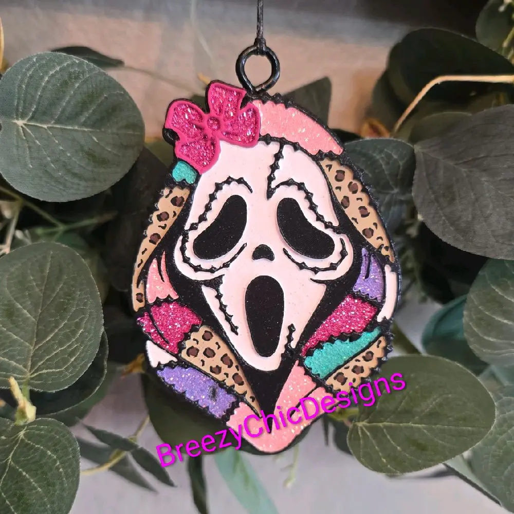 Ghost Face Patch Work Car Freshie