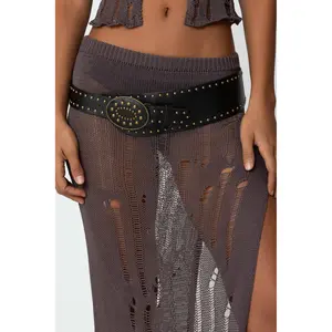 Studded Faux Leather Western Belt