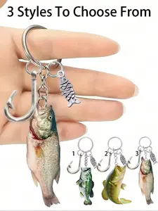 Acrylic Fish Theme Pendant Keychain, Perfect Gift for Fishing Enthusiasts, Ideal for Thanksgiving, Christmas, Halloween, Unique Backpack Decoration