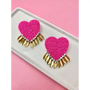 Starcrossed Hot Pink Heart Earrings