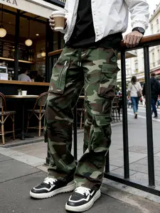 Men's Camo Jogger Pants Military Army Tactical Cargo Pants, Loose Fit Drawstring Workwear, Multi-Pocket Outdoor Casual and Work Pants