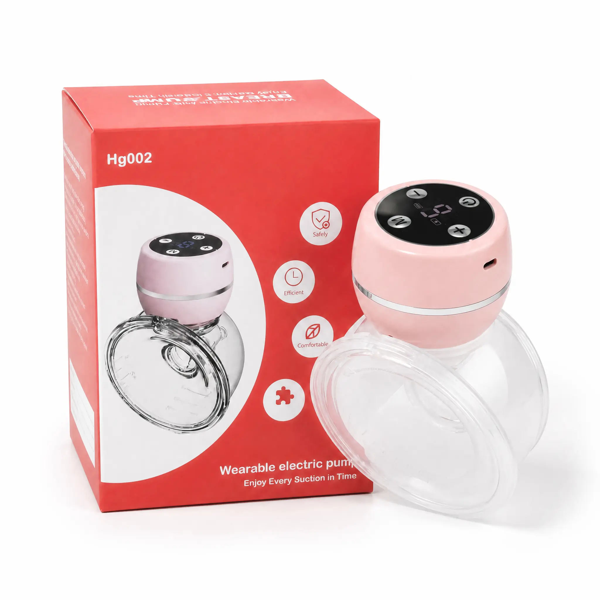 Momiie Wearable Electric Breast Pump, 222g Ultra-Light Hands-Free Breastpump, 3 Modes & 9 Levels with Gentle Vibration for Clog Relief, 1200mAh Battery Type-C Fast Charge, Leak-Proof PP Milk Cup