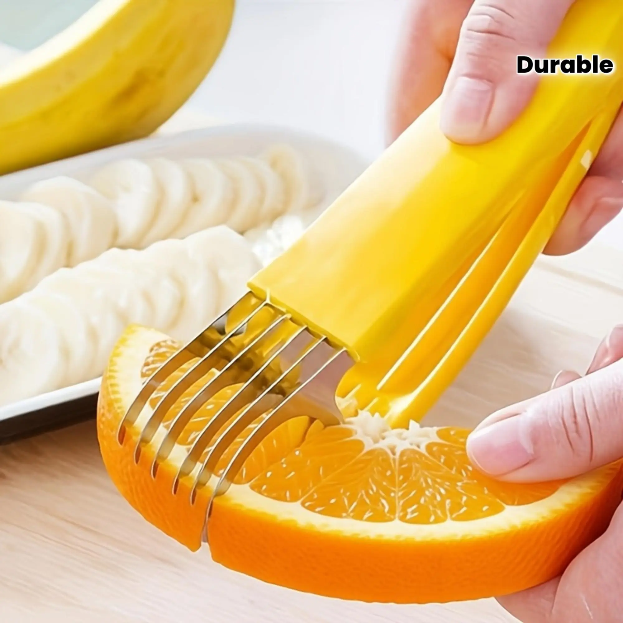 Durable Stainless Steel Hot Dog And Banana Slicer with Non-Slip Grip - Versatile Fruit, Sandwich, And Sausage Cutter - Easy to Clean Kitchen Tool for Home, Restaurant, Party - Suitable for Bananas, Sausages, Vegetables, Bread, Home Cooking Aid
