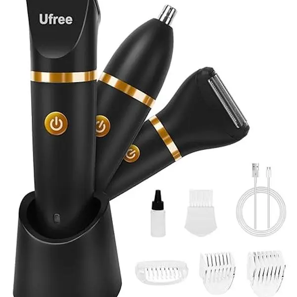 Men's 3-in-1 Multifunctional Hair Removal Trimmer - USB Cable Rechargeable Waterproof Electric Shaver, Intimate Pubic & Body Groomer, Black
