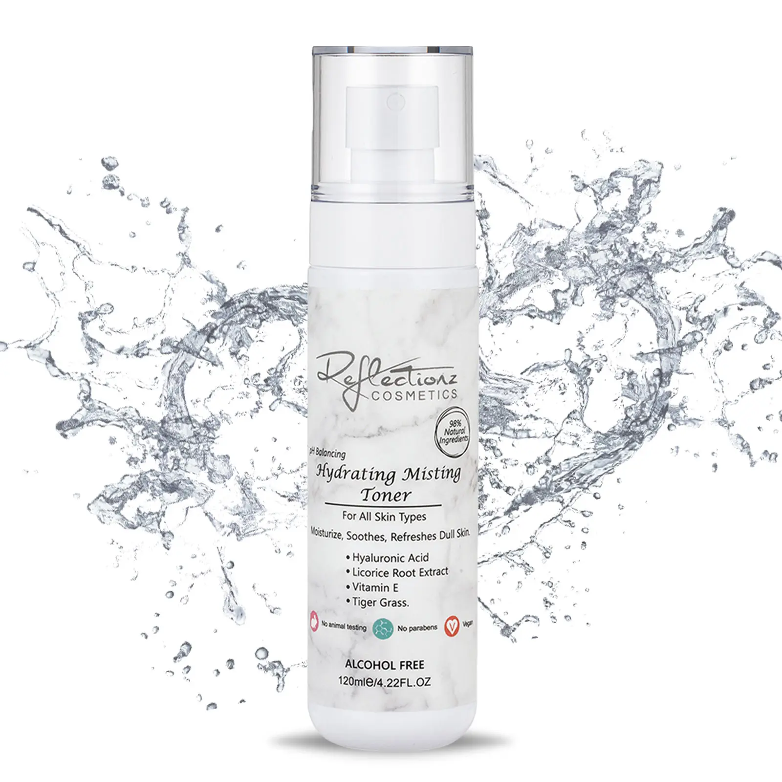Reflectionzz Misting Hydrating Toner Alcohol-Free Toner with Hyaluronic Acid, Tiger Grass & Licorice Root Extract Anti-Aging Facial Toner for Dry Skin, Combination Skin for Women & Men
