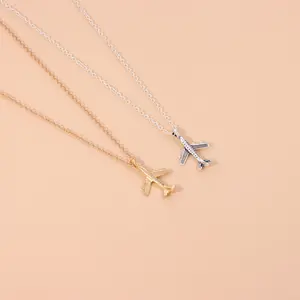 【springtok】 airplane necklace small o-shaped chain men and women's daily matching