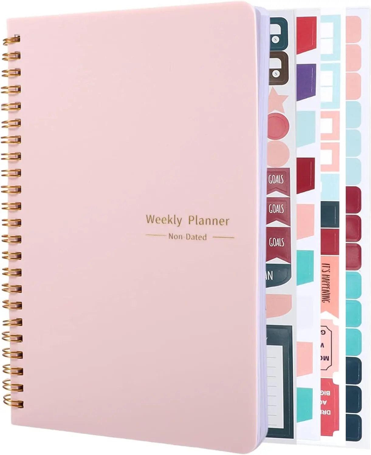 Girls' Undated A5 52-Week Planner - FSC-Paper, Spiral-Bound, 8.2in x 5.7in Pink Office Stationery, Habit Tracking & To-Do List Personal Organiser for Women’s Time Management, Habit Tracking Personal Organisers