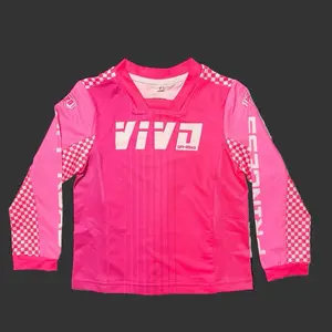 Little Girls Offroad Princess Jersey - Pink Crown Design Long Sleeve Jersey for Kids