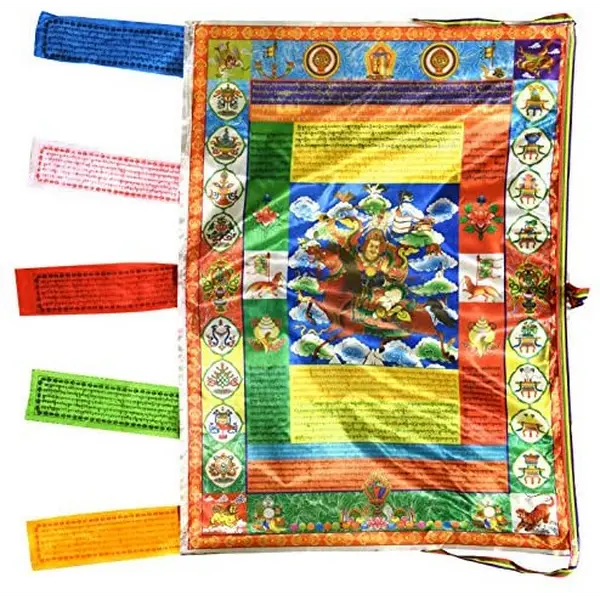 Mudra Crafts Tibetan Buddhist Indoor Outdoor Satin Windhorse Vertical Prayer Flags