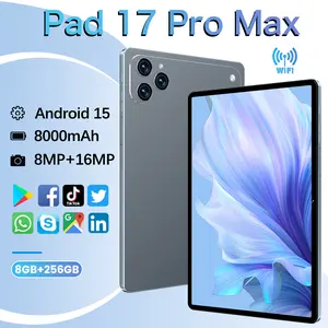Tablet Pad 17 Pro Max 10.1 Inch HD High Pixel Tablet Eight Core 8GB+256GB 8MP+16MP Dual Camera 8000mAh Large Battery Android 15 System