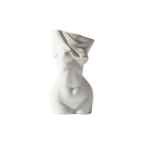 Mila Moya Ceramic Flower Vase 8in x 4in Modern Female Body Woman Shape Home Decor Ornament