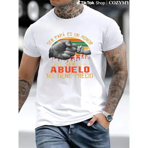 Men's Family Love Short-Sleeve Relaxed-Fit T-Shirt, Dad Grandpa Themed Top, Casual Apparel