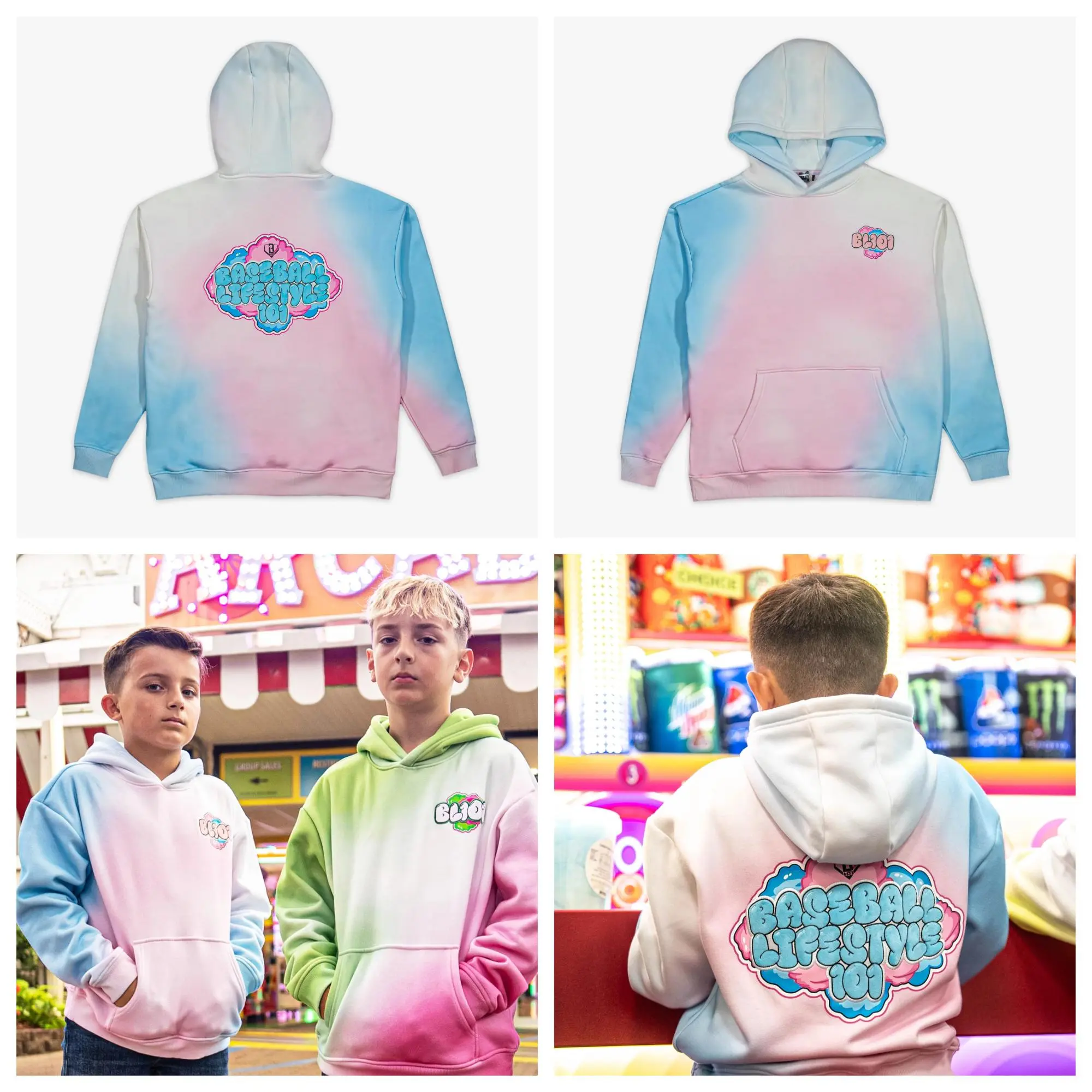 Baseball Lifestyle 101 -  Cotton Candy Set - Bubble Gum vibes - Casual Hoodie and Sweetshorts | Youth & Adult Sizes