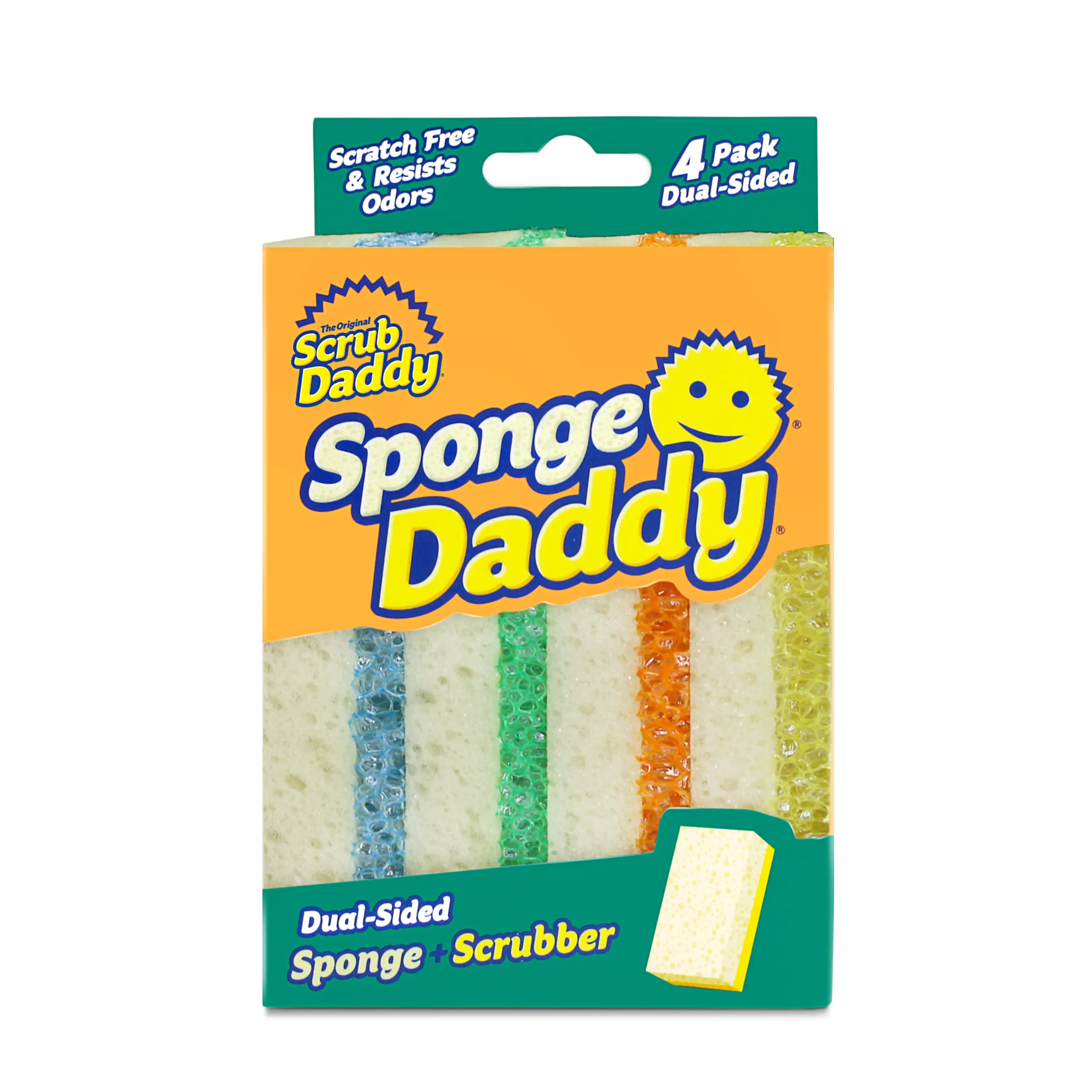 Scrub Daddy Sponge Daddy (4ct) - Dual-Sided, Multipurpose Sponges, FlexTexture & ResoFoam, Pack of 4 Scrub Daddy Sponge Daddy (4ct) - Dual-Sided, Multipurpose Sponges, FlexTexture & ResoFoam, Pack of 4