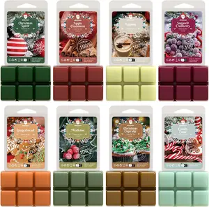 Christmas Scented Wax Melts, Holiday Soy Wax Cubes for Wax Warmer,  Scent  Wax Tarts, Candle Melts  Set, Christmas Spirit, Gingerbread,  Cinnamon, Candy Cane and More