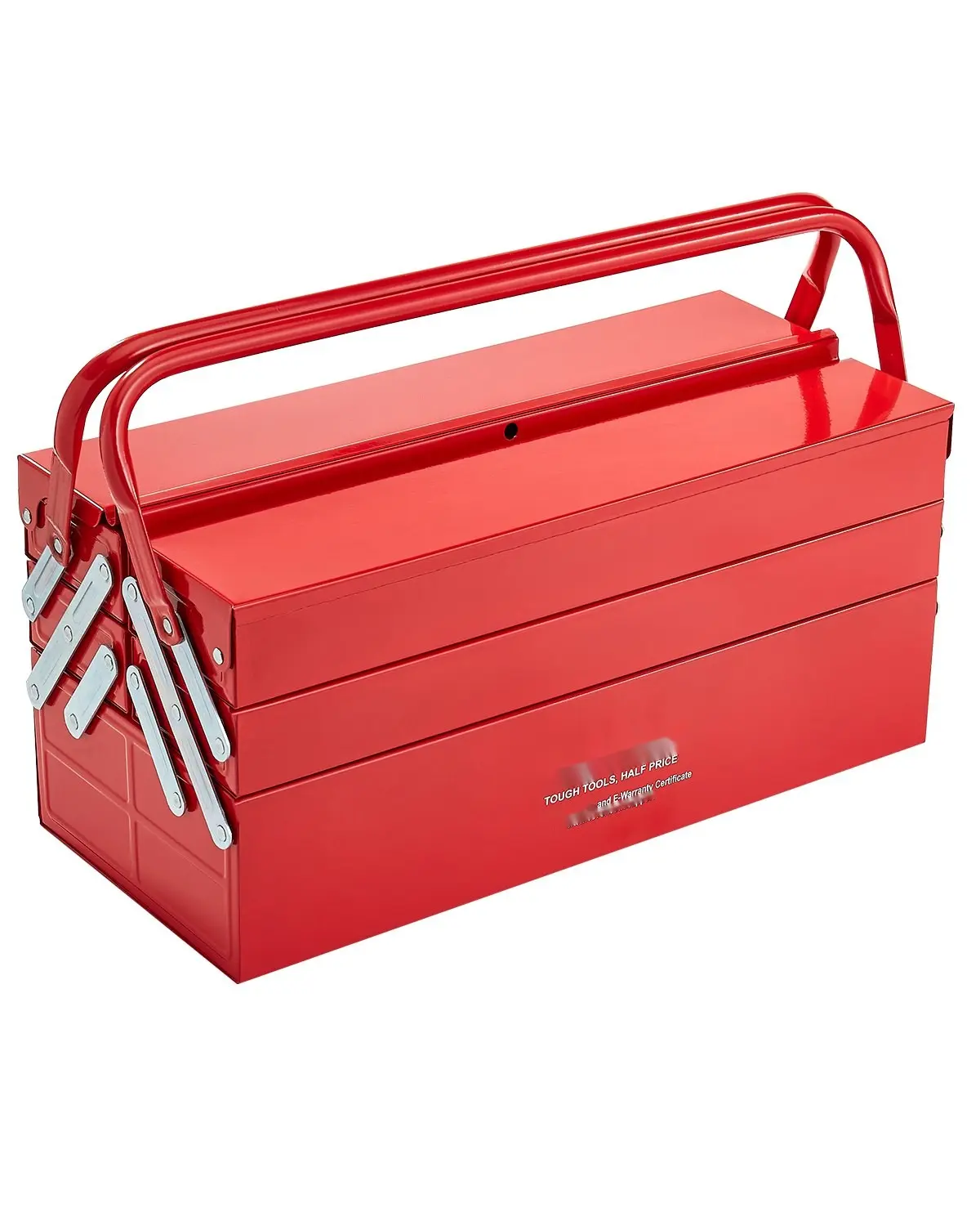 18-Inch Cantilever Toolbox With Folding 3-Tier Design, 5-Tray Storage, Durable Red Tool Chest, Portable Handle, Sturdy Steel Construction, Lockable Lids, Ideal For Home Garage Workshop And Professional Use