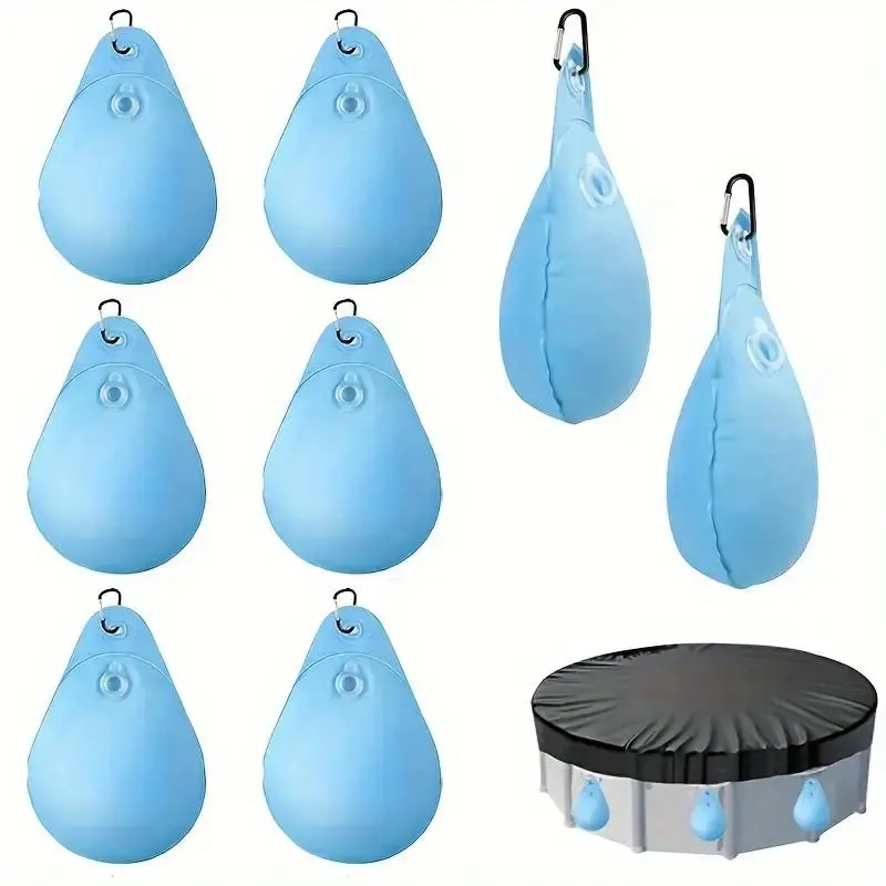 Pool Cover Weights with Hooks, 8 Counts/set Durable PVC Pool Cover Weights, Winter Pool Accessories for Above Ground Pools, Inflatable