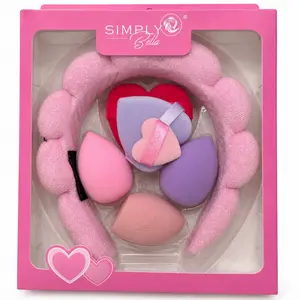 set de belleza simply bella con diadema y esponajas de maquillaje