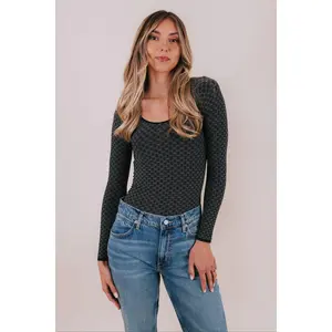 FREE PEOPLE Love Letter Long Sleeve Top - Slim-Fitting, Solid Colored, Textured Fabric, Round Neckline, 6 Hues Available