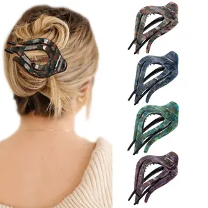 Elegant French Concord Curved Hair Clips 4Pcs Acrylic Claw Clips for Women Thick Flat Hair with Strong Hold