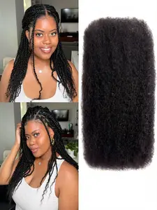 3pcs Human Hair Afro Kinky Curly Bulk for Braiding, 1 Bundle 30g/PC Braids Hair, No Weft, Ideal for Styling and Extensions