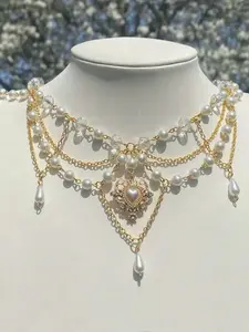 Fashionable Layered Faux Pearl Necklace for Women, Layering Necklace Stylish Beaded Stacked Jewelry, Perfect Gift for Mom Wife Girlfriend Sister