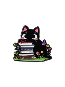Adorable Reading Cat Turtle Brooch, Unique Cartoon Animal Enamel Pin, Unisex Daily Wear Accessory, Stylish Sweater Hat Backpack Decoration
