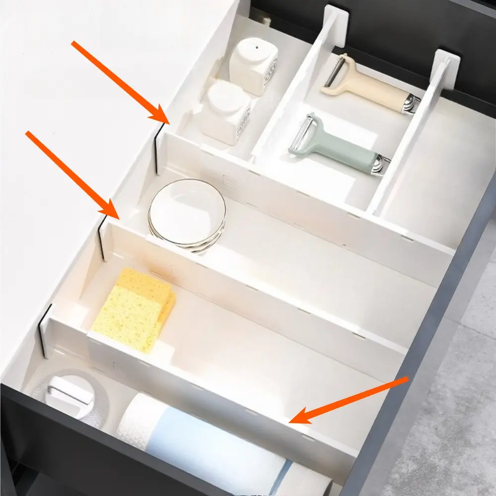 Drawer Dividers, Drawer Organizers, Adjustable Organiser, Adjustable Expandable Partition Board, Freely Combinable for Home Storage, Wardrobe Underwear Sock Compartments, Closet Organizer, 10.9-20.67 Inch, Easy To Install, Slim Shallow Drawer Design