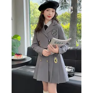 New Girls'Autumn JK Uniform Set British Academic Style Tweens&Teens This Classic Two-Piece Set, Featuring a Blazer And Pleated Skirt, Offers a Timeless And Fashionable Look School, Parties, Or Everyday Wear.Available in Multiple.