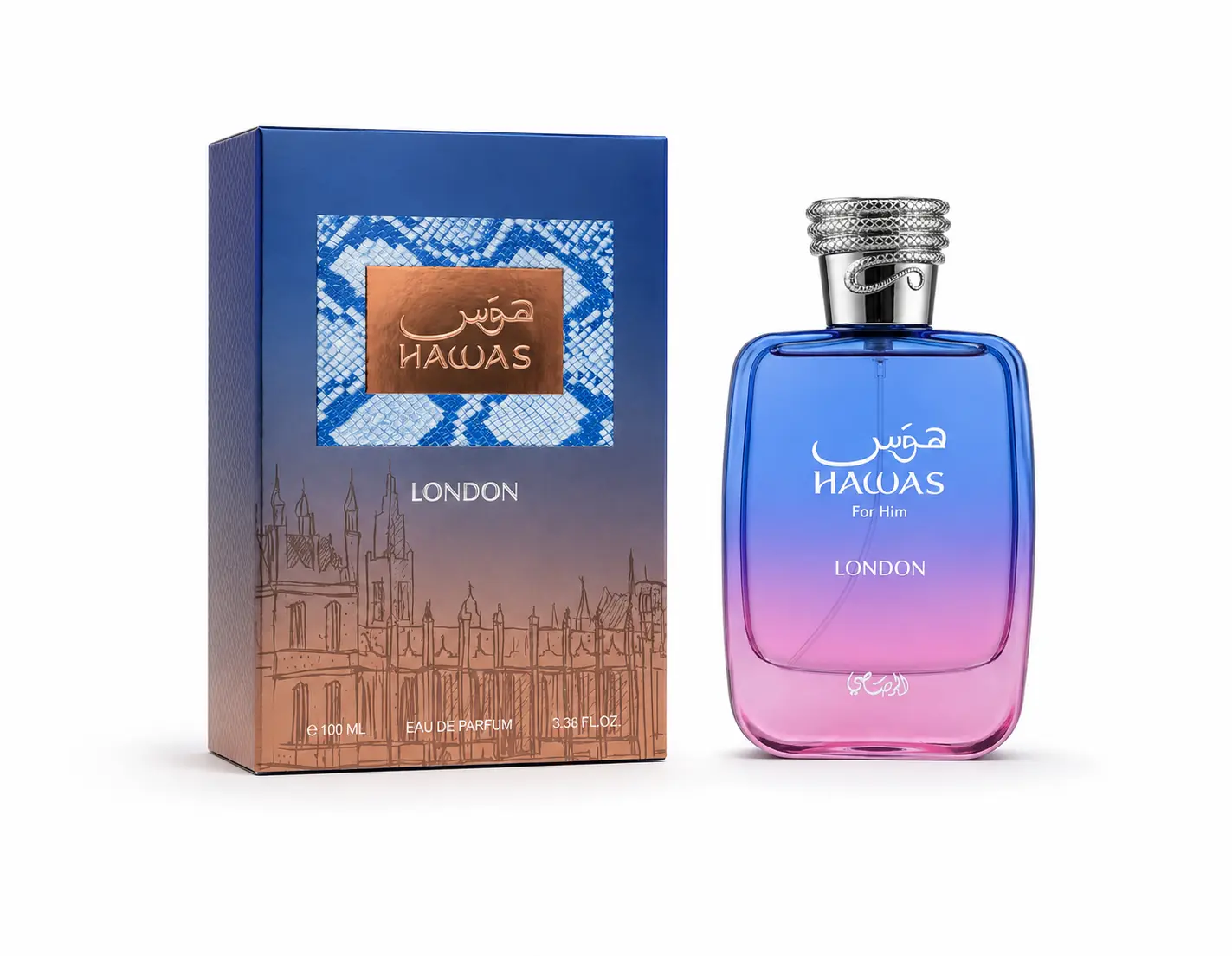 RASASI Hawas London Unisex EDP - Arabian Floral Oriental Fragrance with Vanilla Scent, 3.38fl.oz-100ml Liquid Cologne Single Item, Arabian Fragrance, Edp Liquid Colognes, Signature Scent, Floral Perfume, Niche Perfume