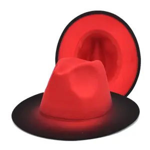 Red Ombre Fedora - Classic Design with Flap Closure and Round Base