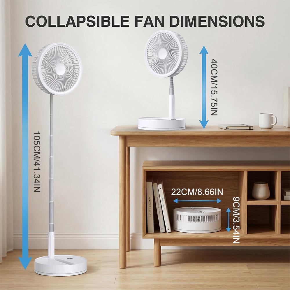 [Flash Sale]Foldable USB-Powered Desk Fan - 360° Rotation, 3 Speed Settings, 8000mAh Ultra-Long Battery Life, 105cm Max Height, Quiet Operation, Portable Oscillating Fan for Bedrooms, Offices