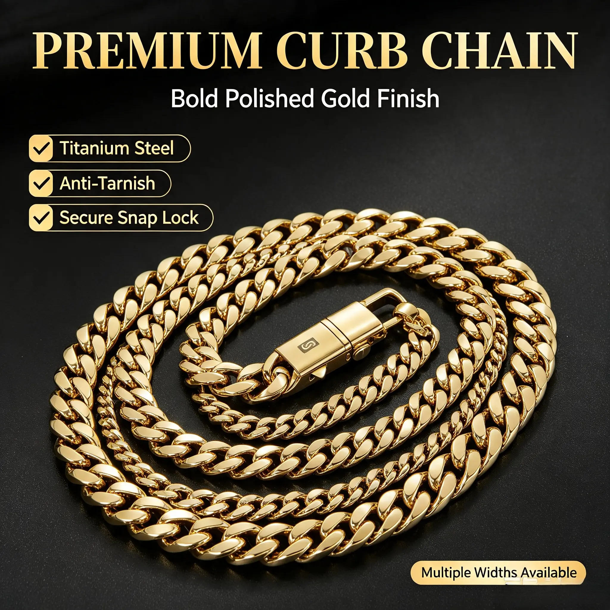 Men's Titanium Steel Cuban Chain Necklace - Minimalist Waterproof Pendant Jewelry, Trendy Everyday Fashion Accessory