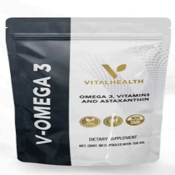 Vital Health Global V-Omega 3 by Vital Health Global from Mexico - Omega 3, Vitamins & Astaxanthin Dietary Supplement 90 Capsules Non-GMO Gluten-Free GMP Certified