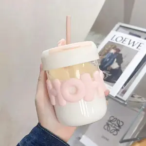 400ML Leak-Proof Portable Reusable Plastic Tumbler - Washable Water Bottle with Straw and Lid, Cute Dual-Sip Heat-Resistant Container for Indoor & Outdoor Use