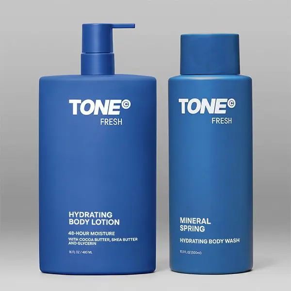 Fresh Body Wash & Lotion Bundle for Men & Women, Clean Mineral Spring Scent, Moisturizing Shower Set, Dermatologist-Tested, Non-Toxic Gift Set – TONE