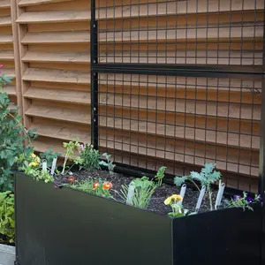 Black Aluminum Raised Bed with Trellis Optional Casters Durable Low Maintenance Planter for Kitchen Garden
