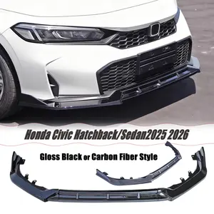 MUTUSAISI Front Lip Splitter Spoiler For Honda Civic 2025 2026 3pcs Air Dam Chin Body Kit Exterior Accessories