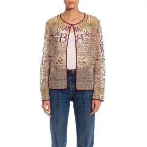2010S MARY KATRANTZOU Lilac Poly/Rayon/Nylon Glitter Graffiti Printed Jacket