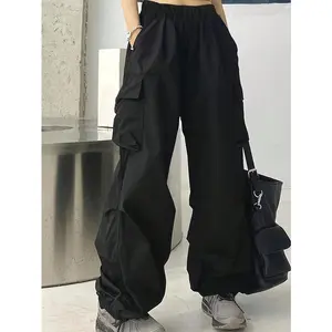 Women’s teen casual sports outdoor work pants with a large pocket, made from polyester fiber, suitable for spring, summer, autumn, and winter