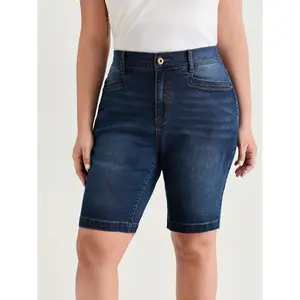 BLOOMCHIC Women's Plus Size Stretch Mid-Rise Skinny Fit Denim Shorts [M–6X], 2026 Summer Vibes Swimweek