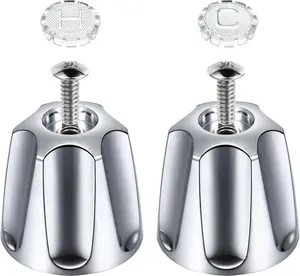 2 count Shower Knob Replacement, Hot and Cold Faucet Knobs Compatible with Price Pfister Verve Tub Shower, Include 2 Faucet Handles and 2 Screws for Remodeling Trim Kit(Chrome)